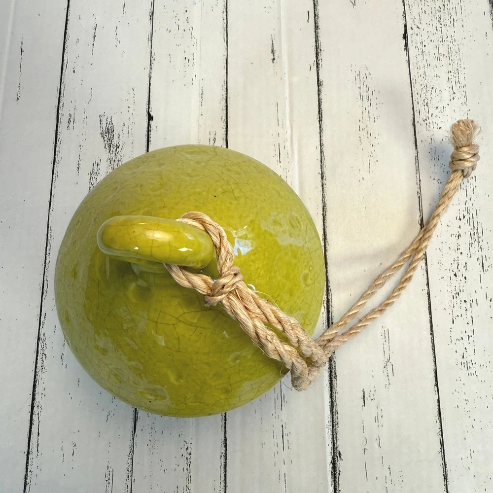 Ceramic Birdhouse Hanging‎ Lantern Green Crackle Glaze